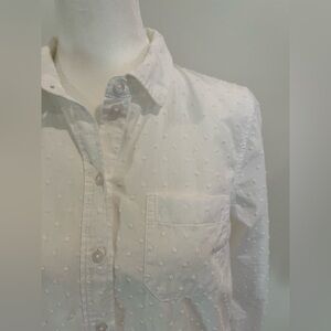 White Swiss Dot Button-Up Shirt XS